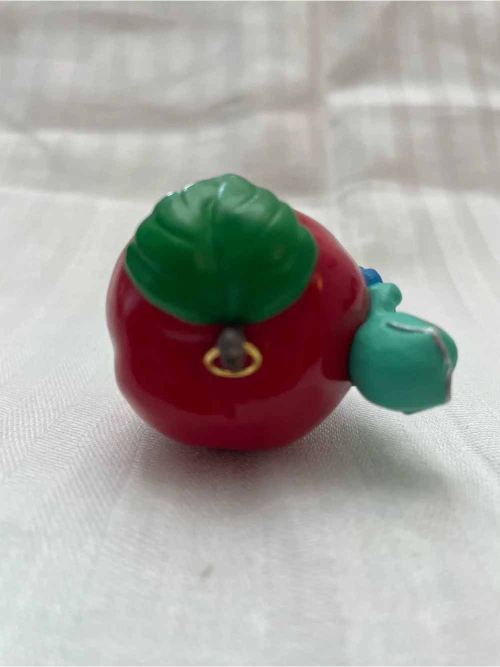 Teacher Hallmark Keepsake Apple Ornament with Green Frog and Blue Ribbon